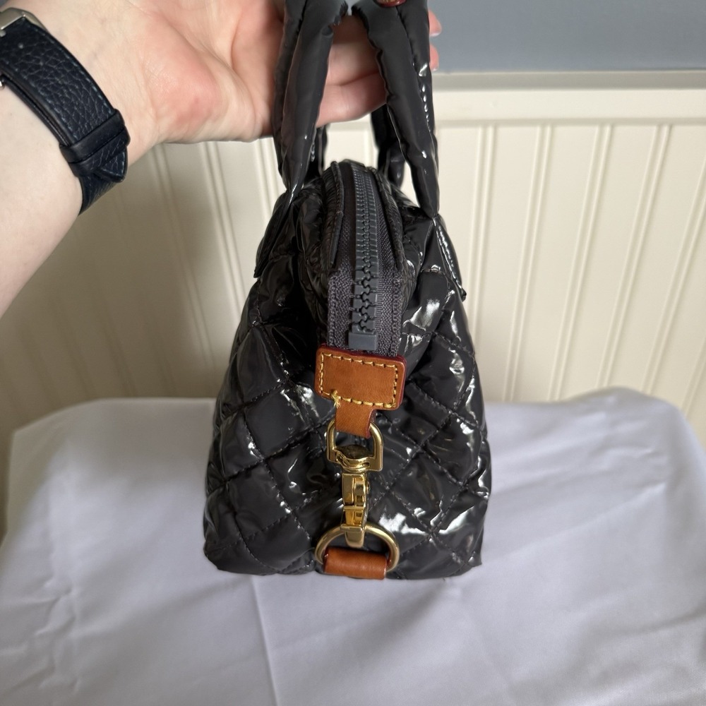 MZ Wallace Liquid Magnet Grey Mini Sutton Crossbody Bag Tote Purse Top Handle - Picture 11 of 15